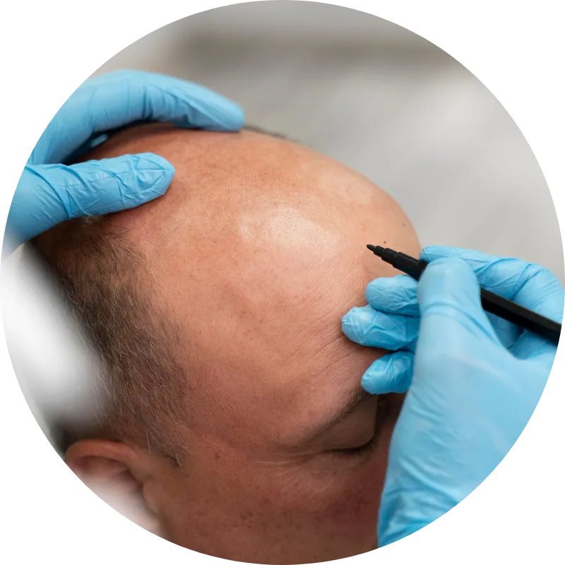 Planung der Haarlinie vor einer Haartransplantation