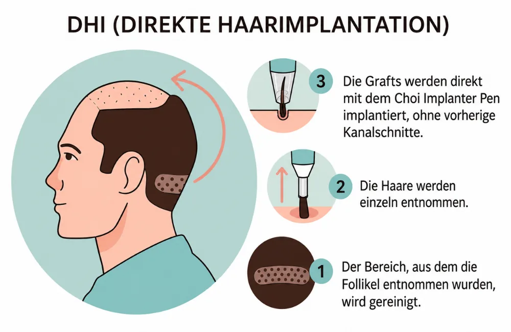DHI-Methode bei der Haartransplantation verständlich erklärt