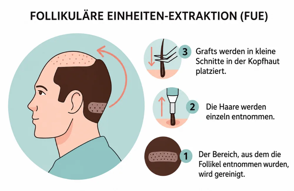 FUE-Methode bei der Haartransplantation verständlich dargestellt
