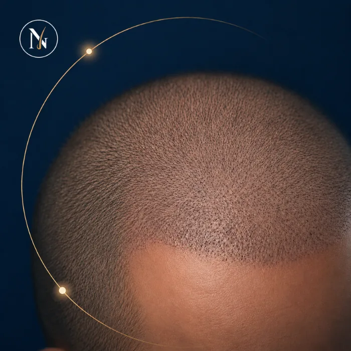 Illustratives Haarwachstum drei bis vier Monate nach Haartransplantation