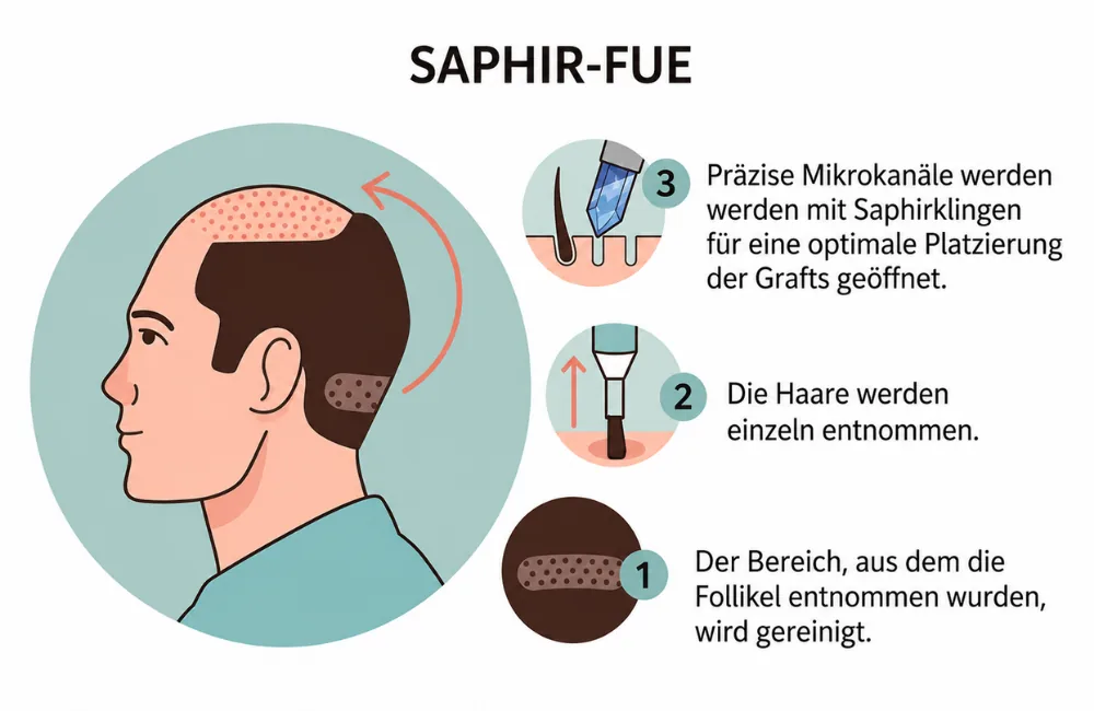 Saphir-FUE-Methode bei Haartransplantation in Berlin